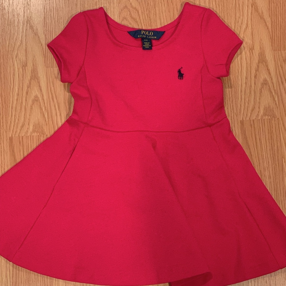 Pink Polo Knit short sleeve twirl pocket dress 3T Ralph Lauren